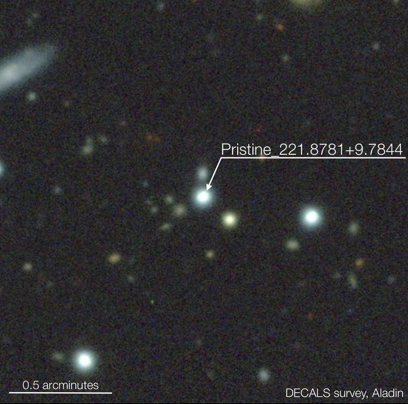 Der metallarme Stern „Pristine_221.8781+9.7844“ und seine Umgebung. 