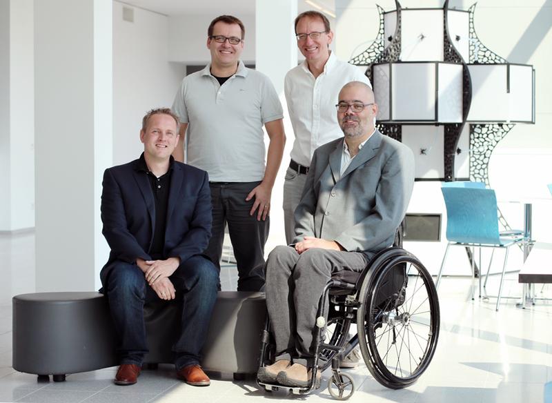 Die vier Forschungsgruppenleiter Dr. Volker Busskamp, Dr. Mike O. Karl, Prof. Dr. Marius Ader und Prof. Dr. Jochen Guck (v.l.n.r.) 
