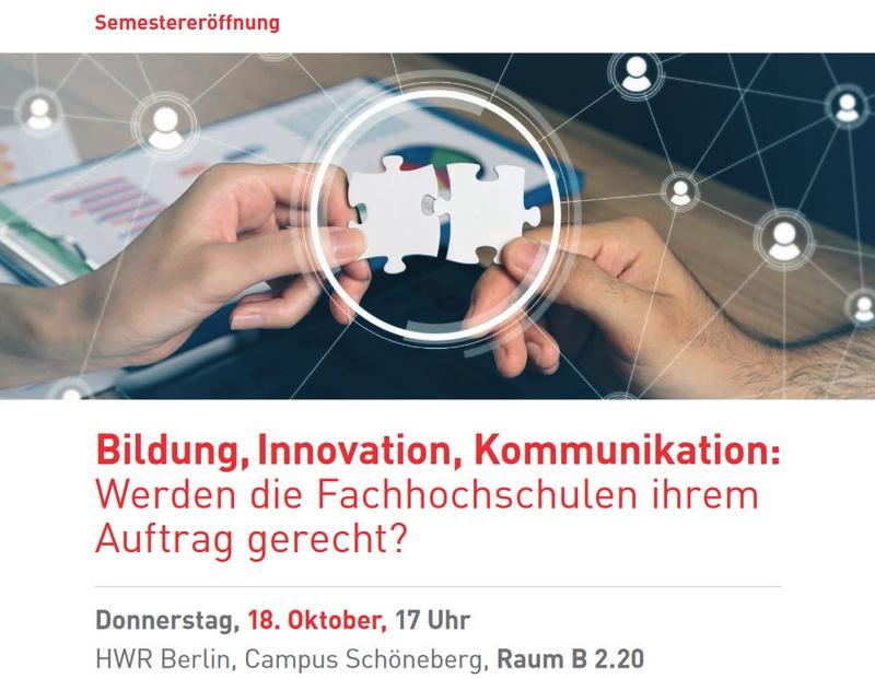 Podiumsdiskussion zur Rolle der Fachhochschulen am 18. Oktober 2018 an der HWR Berlin