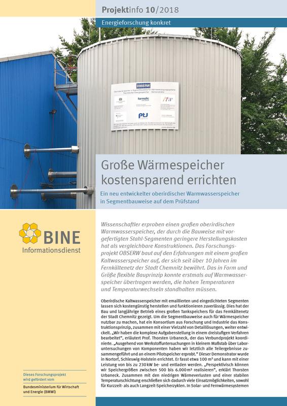  Das neue BINE-Projektinfo „Große Wärmespeicher kostensparend errichten“