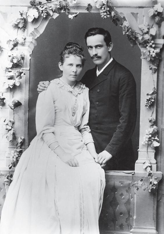 Hochzeitsbild des Ehepaars Huber (1876). 