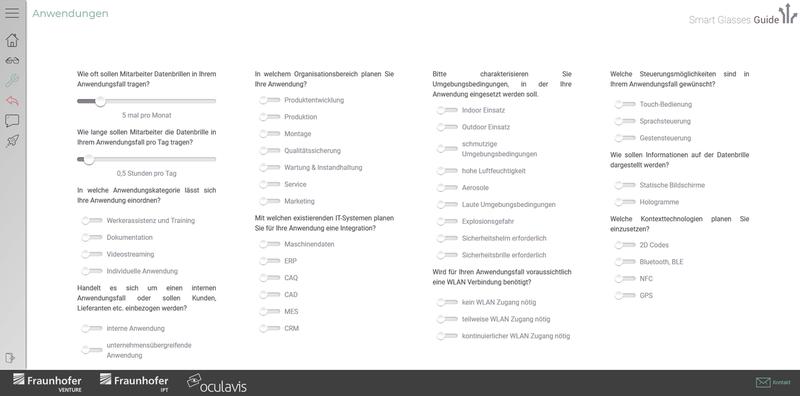 Unternehmen können mit dem Tool selbst herausfinden, welche der am Markt angebotenen Datenbrillen zu ihnen passen und den Aufwand für die Implementierung abschätzen lassen.