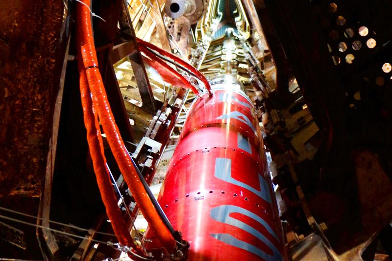 Photo 2 (MAIUS-1_Bild-2.jpg): The MAIUS-1 rocket in the launcher at the Esrange Space Center in northern Sweden.