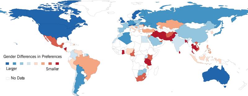 Geschlechterunterschiede bei Präferenzen (Weltkarte)