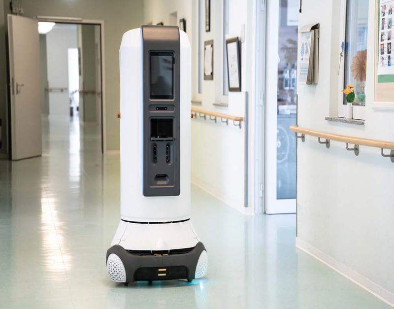 The robotic service assistant is capable of operating in common rooms at care homes and hospitals, where it serves drinks and snacks to the residents or patients.