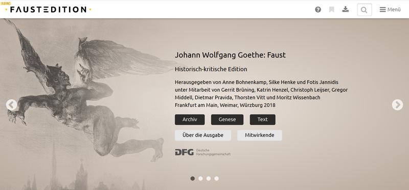 Bild von der Startseite der digitalen Faust-Edition im Internet.