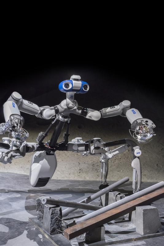 Der am DFKI Robotics Innovation Center für den Weltraumeinsatz entwickelte Roboter Mantis.