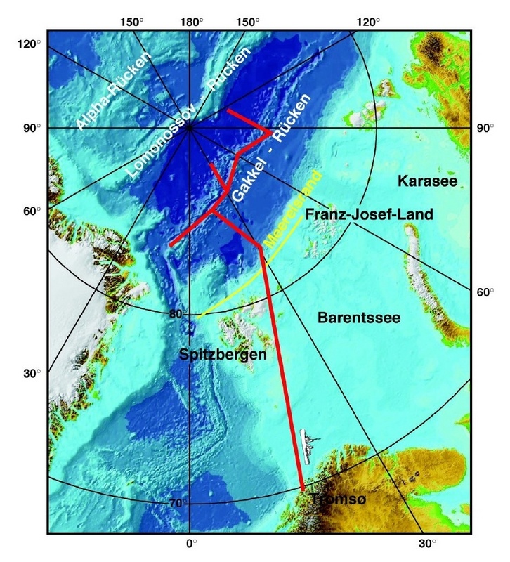 Geplante Route der Forschungsschiffe