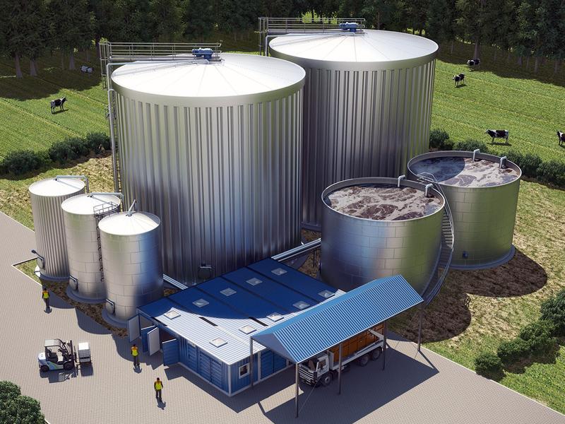 Mit einer mehrstufigen biologischen Behandlungsanlage für hochbelastete Abwasserströme und flüssige Abfälle erzeugt eine Großmolkerei Biogas.