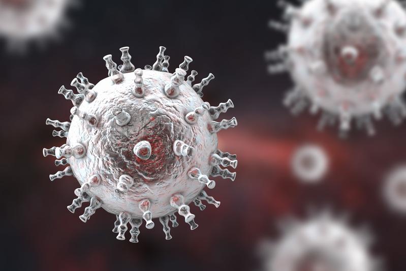 3D illustration of a herpesvirus. 