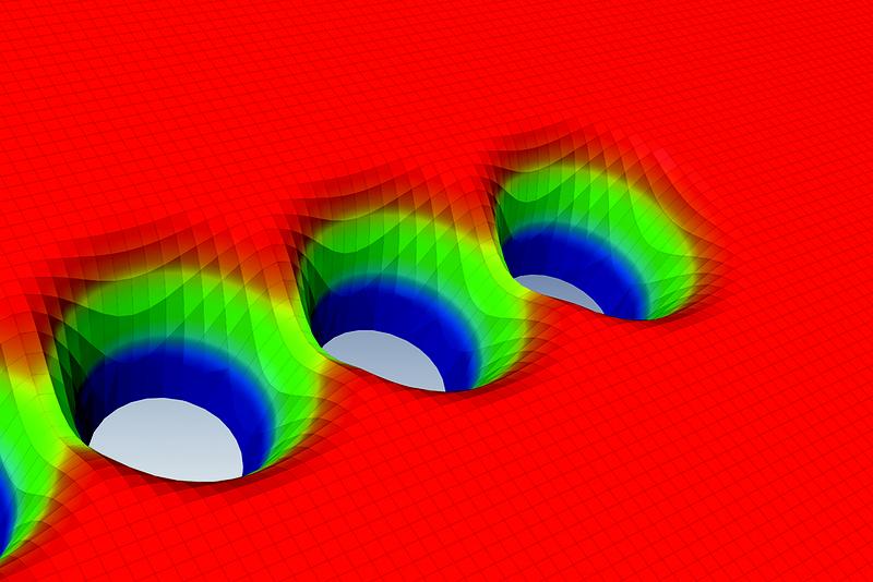 Simulation: Für den Bohrprozess werden die Bohrlochform und die Wärmebelastung berechnet und so die optimalen Laserparameter bestimmt.