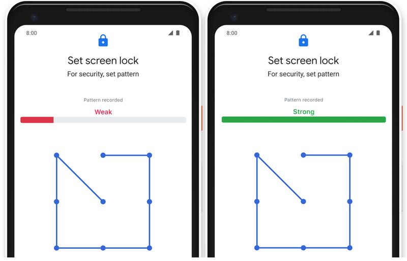 Über ein Stärke-Meter könnte man Nutzern Feedback geben, wie sicher ihr Entsperrmuster ist. 