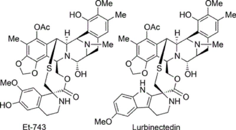 Strukturformeln von Trabectedin und Lurbinectidin