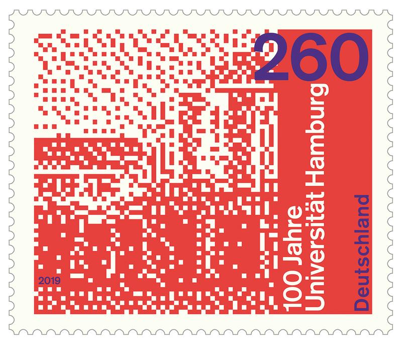 Das Hauptgebäude der Universität Hamburg ziert die Sonderbriefmarke, die am 1. März 2019 erscheint.