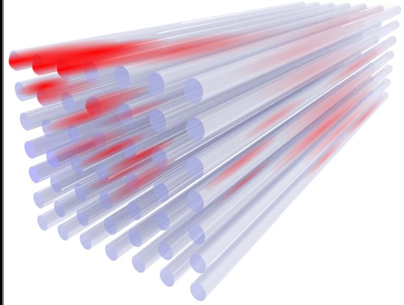 Ein topologischer Isolator der vierten Dimension leitet Licht auch im Innern. In der 3-dimensionalen Darstellung erscheint das ungeordnet