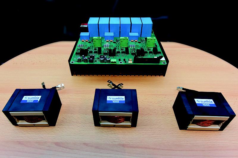 Demonstrator eines 30kVA-Photovoltaik-Wechselrichters mit SiC-Halbleitern, die das Gesamtgewicht des Systems um bis zu mehr als 50% reduzieren können. Forschungsprojekt PV-LEO 