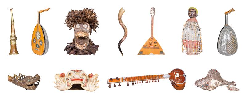 Instrumente aus der Sammlung des Center for World Music der Universität Hildesheim.