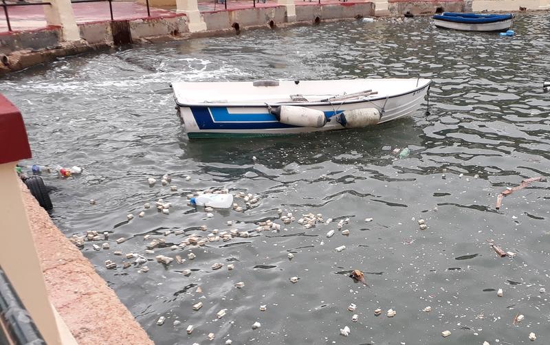 Kunststoffmüll im Hafen