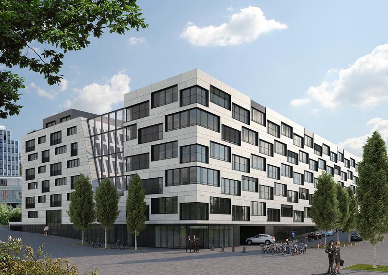 Die Visualisierung zeigt das neue Gebäude, in dem die ISM 2.500 Quadratmeter anmieten wird.