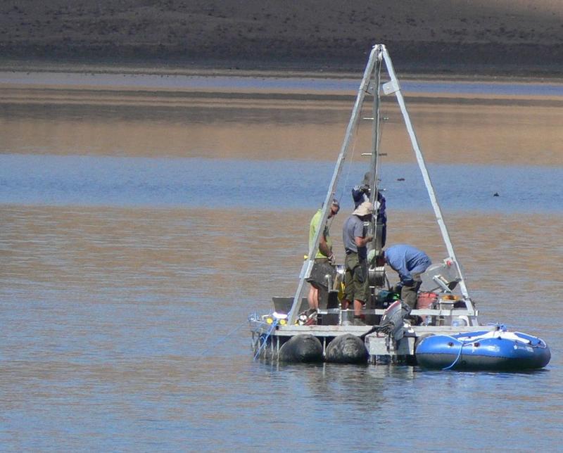 The international research team during the geoscientific survey at Lake Sidi Ali in the Moroccan Middle Atlas. 