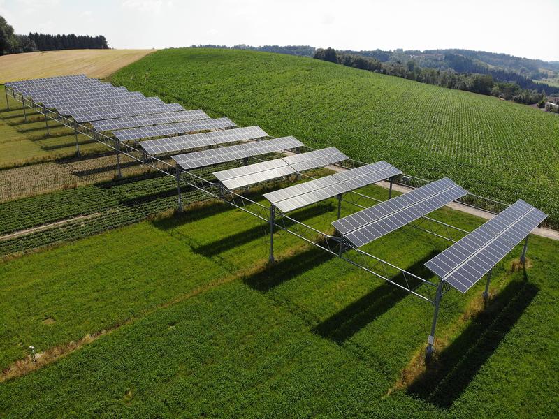 The agrophotovoltaic system in Heggelbach near Lake Constance in Germany.