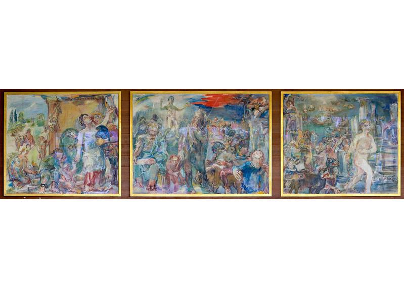 Das 1954 von Oskar Kokoschka geschaffene Tryptichon „Termopylae oder der Kampf um die Errettung des Abendlandes“ ist zurzeit in Wien auf einer Kokoschka-Retrospektive im Leopold Museum zu sehen. 