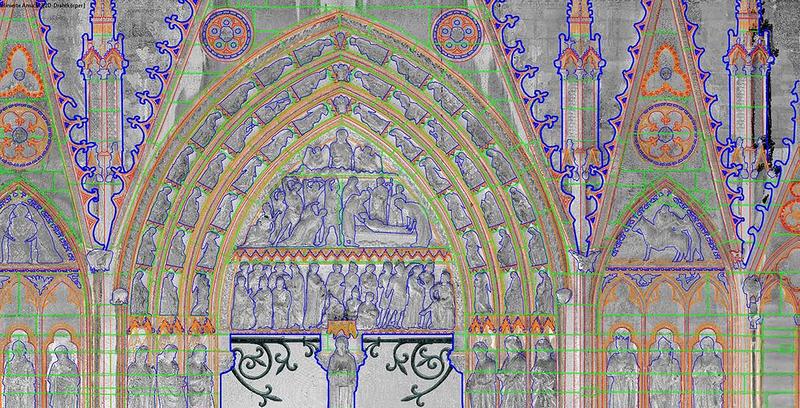 Ausschnitt des Südportals am Querhaus des Notre Dame als CAD-Umzeichnung.
