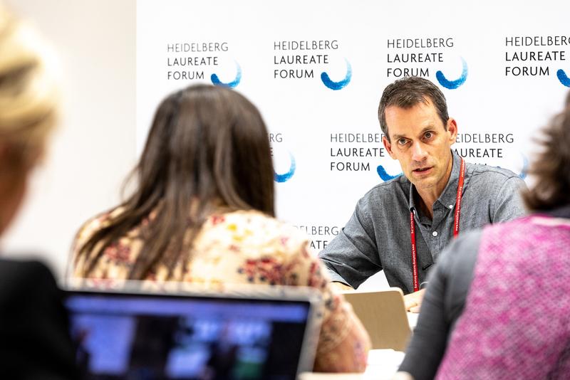 ACM Prize recipient Jeff Dean of Google giving a press conference at the 6th HLF in 2018. 