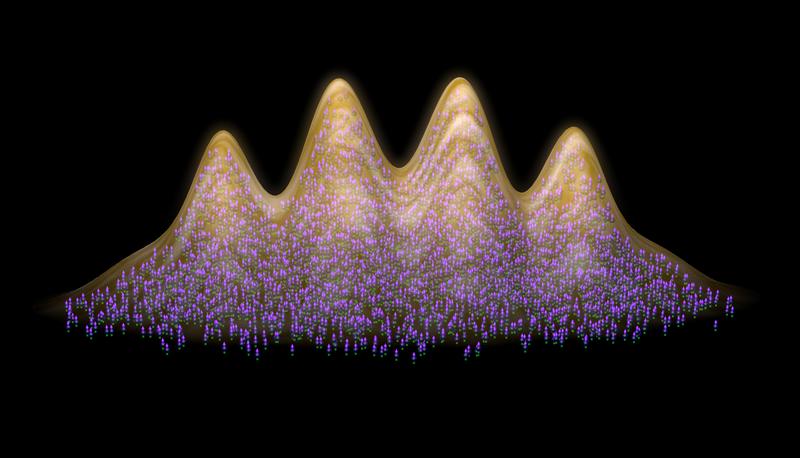 Several tens of thousands of particles spontaneously organize in a self-determined crystalline structure while sharing the same macroscopic wavefunction - hallmarks of supersolidity.