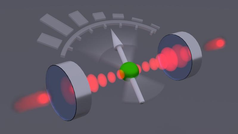 Ein Ion zwischen zwei Hohlspiegel dient als Quantensensor für Lichtteilchen. 