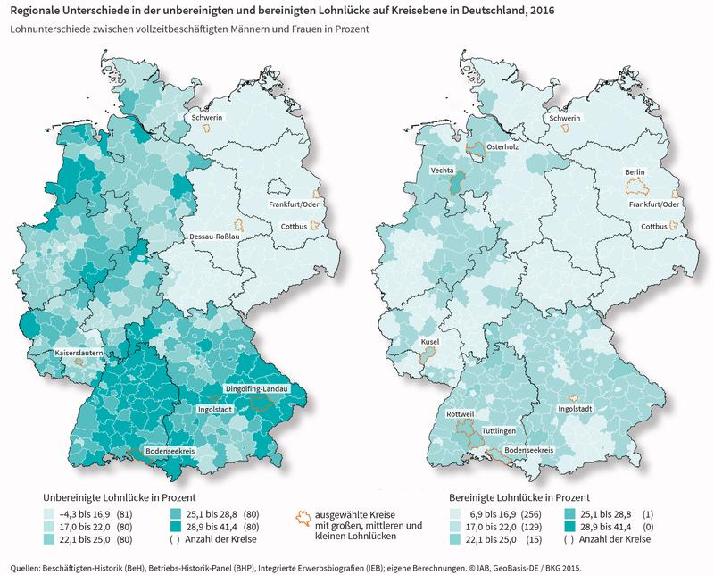 Regionale Unterschiede in der Lohnlücke auf Kreisebene in Deutschland