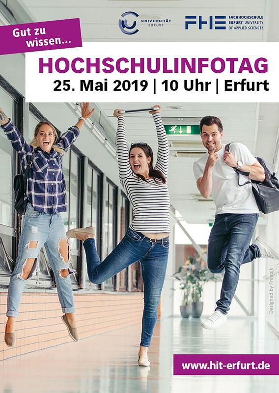 Flyer zur Bewerbung des Hochschulinfotages der Uni und FH Erfurt
