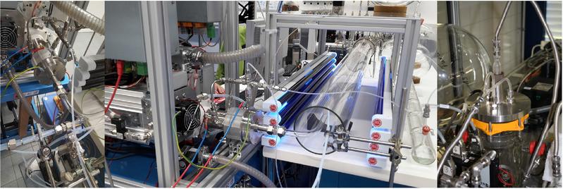 Laboraufbau des Freistrahl-Experimentes am TROPOS in Leipzig, das die Untersuchung der frühen Phase von Oxidationsreaktionen unter atmosphärischen Bedingungen ermöglicht.