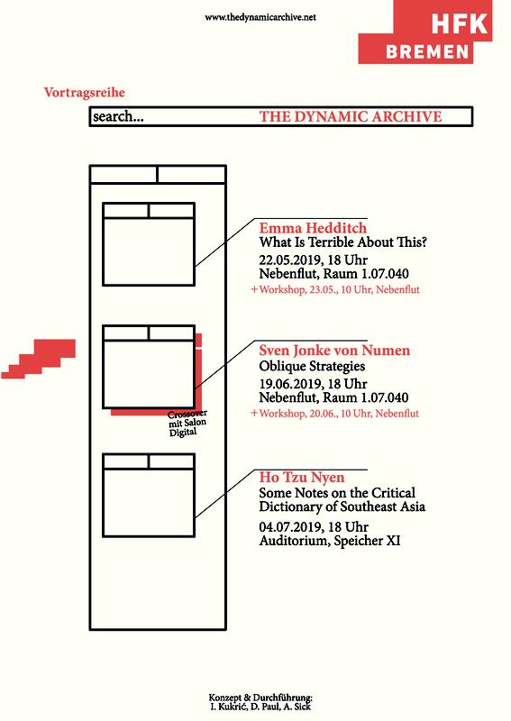 Plakat Vortragsreihe Das Dynamische Archiv an der HfK Bremen