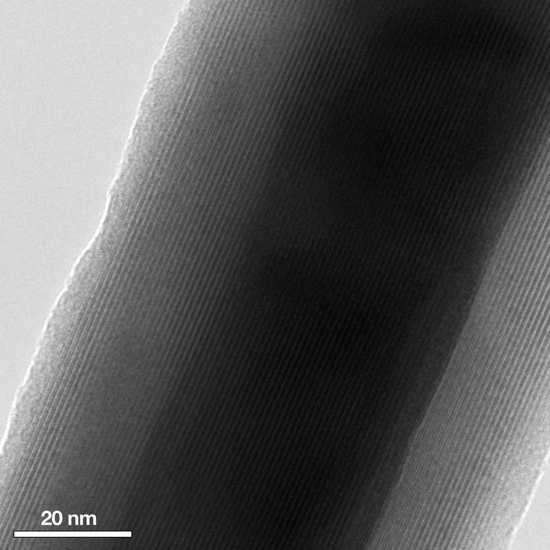 Electron microscopic image of the hybrid material. 