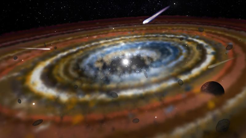 Artist’s impression of the exocomets in the planetary system around Beta Pictoris.