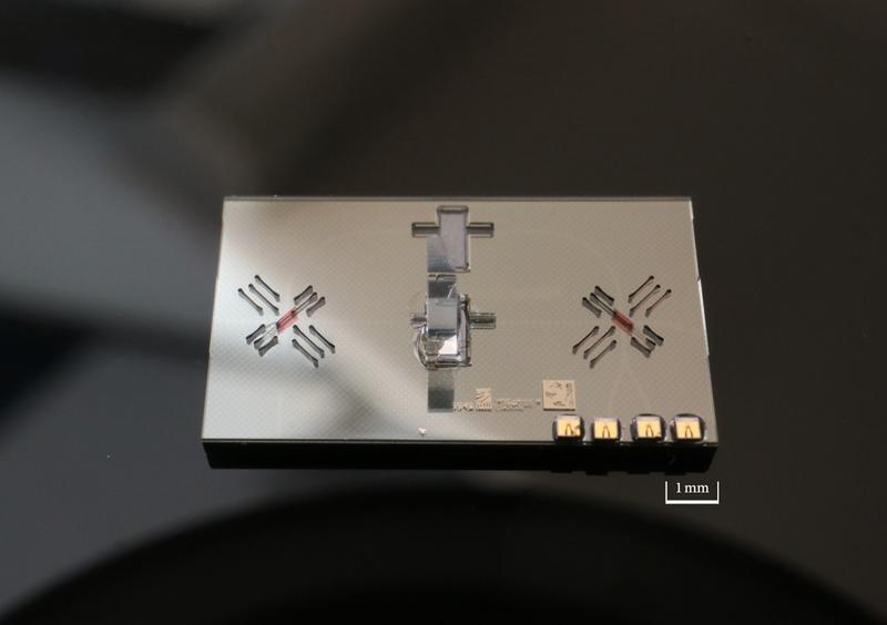 Aus dem Labor in die Anwendung: Auf Basis der mikro-optischen Bank des Fraunhofer HHI werden zukünftig photonisch integrierte Chips (PICs) für die sichere Quantenkommunikation realisiert.