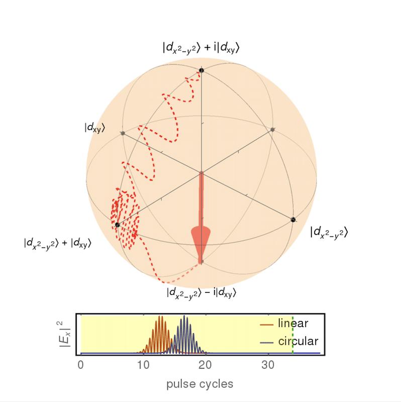 Switching of a two-component chiral order parameter represented on the Bloch sphere