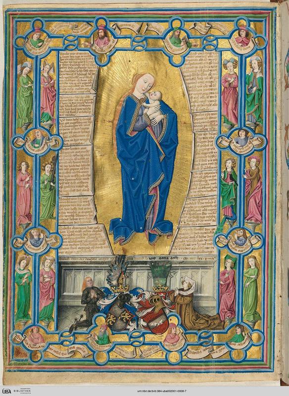 Sibyllensprüche, Maria auf der Mondsichel (aus dem ersten Band der Furtmeyr-Bibel, fol. 2v) 