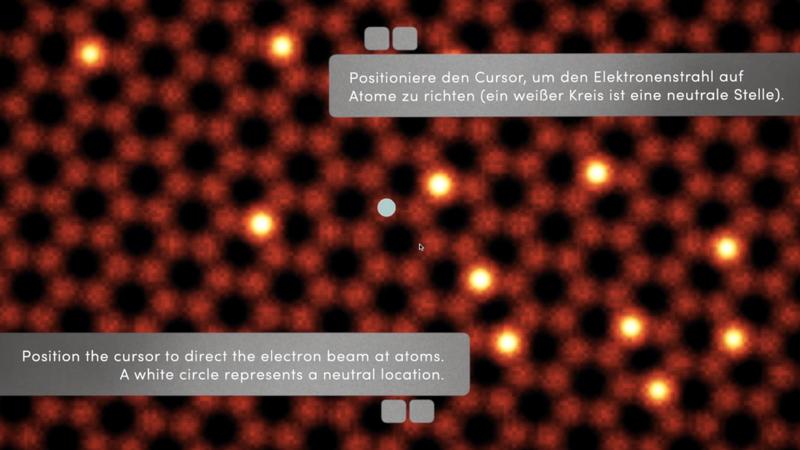 Ein Screenshot der Spielanleitung des Atom Tractor Beam-Simulationsspiels.