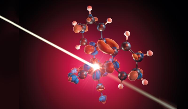 Ein Röntgenpuls untersucht die Delokalisierung von Eisen 3d-Elektronen auf anliegende Liganden.