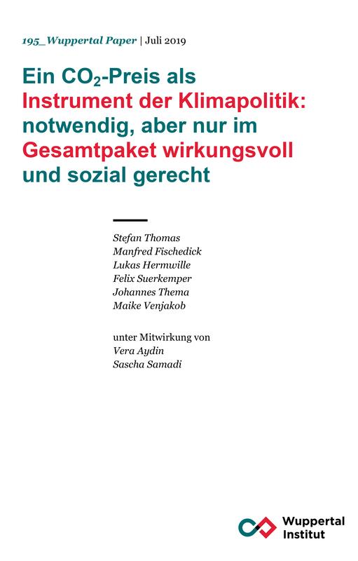 Cover des Wuppertal Papers „Ein CO2-Preis als Instrument der Klimapolitik“