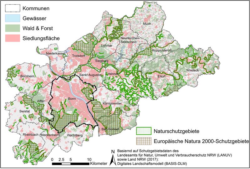 Die Region Bonn/Rhein-Sieg verfügt mit dem Siebengebirge, dem Ennert, dem Kottenforst und der Wahner Heide über einige der größten Naturschutzgebiete Nordrhein-Westfalens. 