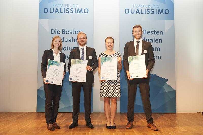 v.l.n.r.: Hannah Korte, Audi AG; Oliver Sckell, Airbus Defence and Space GmbH; Nicola Galm, Krankenhaus und Pflegeheim Maria Regina; Florian Berger, Schott AG