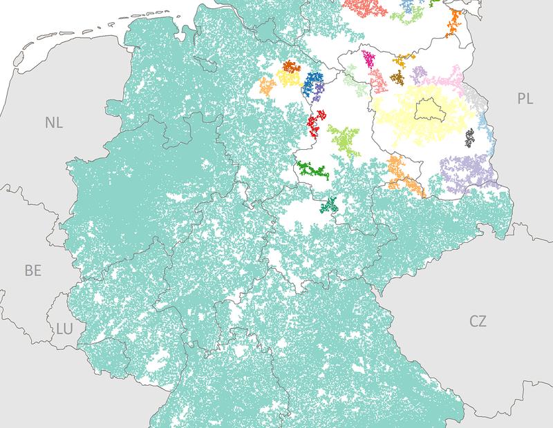 Gebäude-Cluster bedecken Deutschland