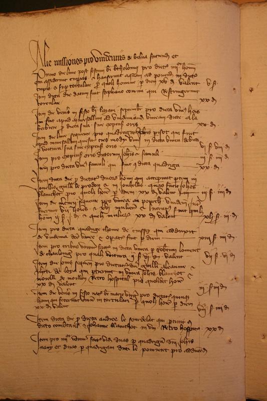 Extract of the expenses provided by the church of Notre-Dame of Beaune for the grape harvesting works in the region in 1385.