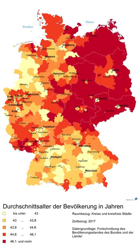 Durchschnittsalter der Bevölkerung 2017