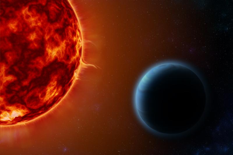 Artist’s impression of a hot Jupiter (right) and its cool host star.