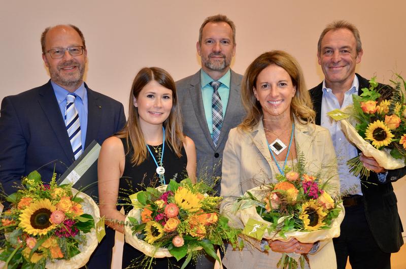 (v.l.) Privatdozent Dr. Albert Lukas, Anna Maria Meyer, Prof. Hans Jürgen Heppner, Professorin M. Cristina Polidori und Professor Klaus Hauer