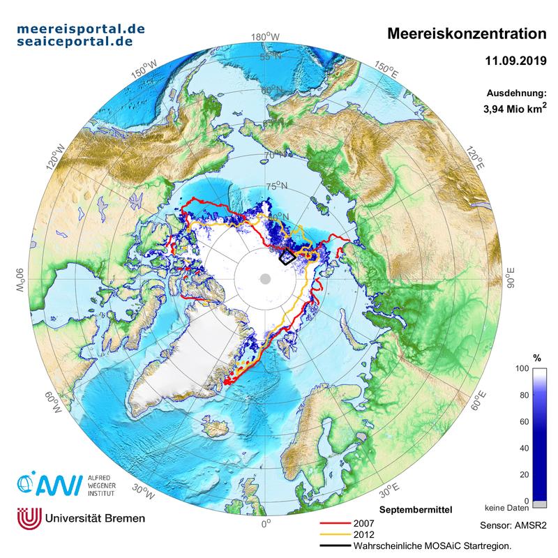 Karte der Meereisausdehnung am 11. September 2019.